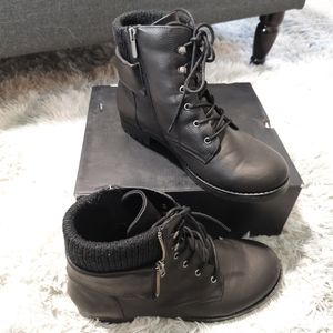 BLACK FOLDOVER SWEATER COMBAT BOOT (WW)